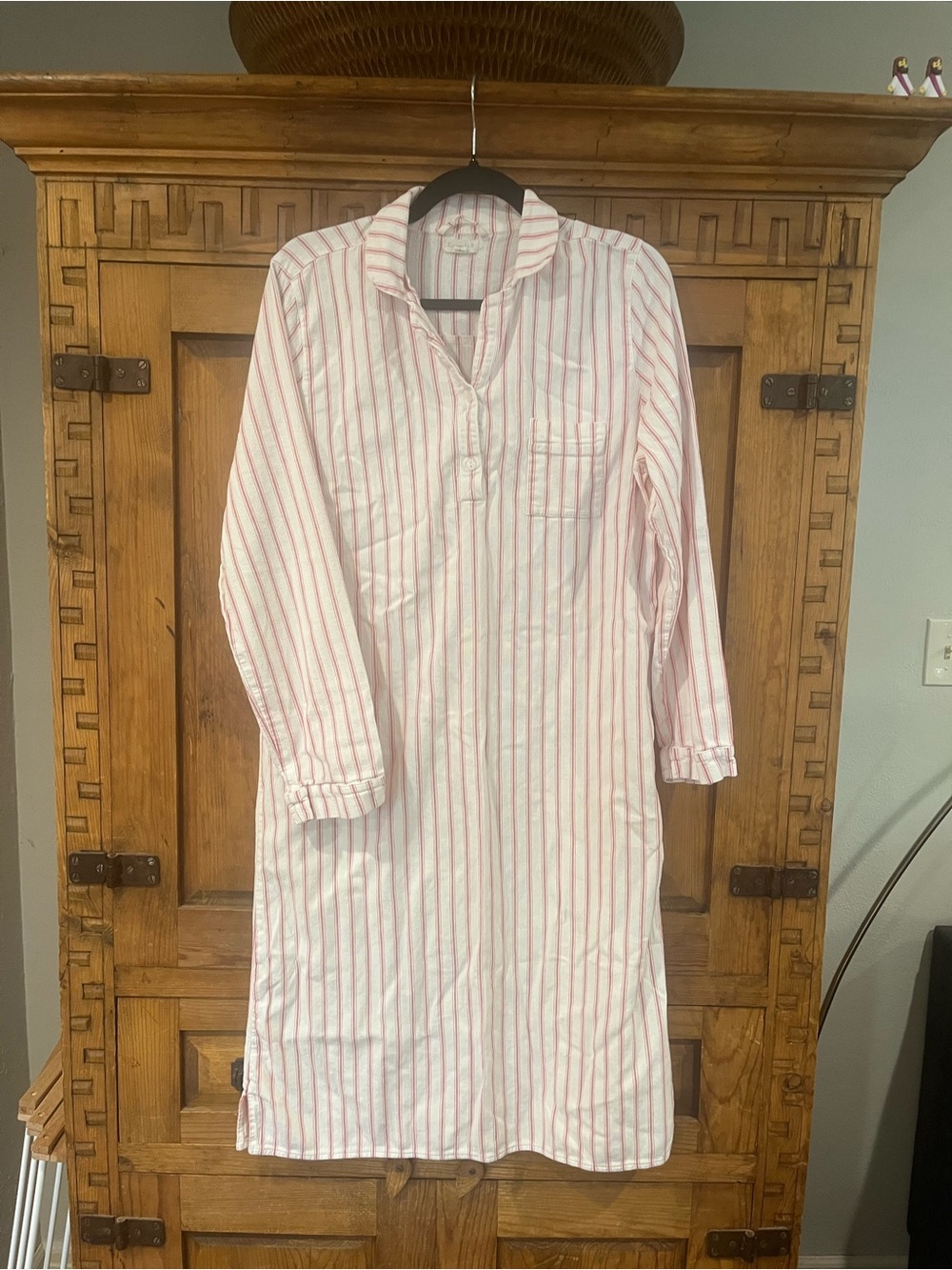 GARNET HILL Cotton Nightshirt - Pink & White